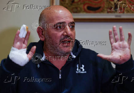 Lebanese hotelier Abbas al-Tannoukhi speaks during an interview with Reuters in Hazmieh