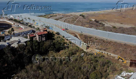 Construction to replace primary fence on the Mexico-U.S. border, as seen from Tijuana