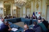 French Justice Minister Eric Dupond-Moretti hold talks with French Police union representatives, in Paris