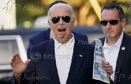 U.S. President Joe Biden leaves after church service in Rehoboth Beach, Delaware