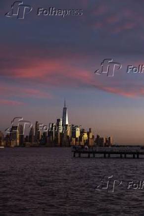 Por do sol em New York , EUA