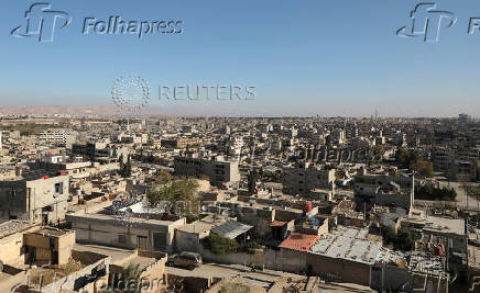 A view shows residential buildings in Qamishli