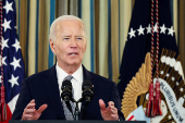 U.S. President Joe Biden delivers remarks on securing 235 judicial confirmations, at the White House