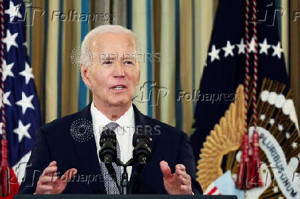 U.S. President Joe Biden delivers remarks on securing 235 judicial confirmations, at the White House