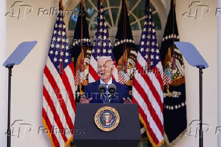 U.S. President Joe Biden delivers remarks at the White House