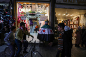 A dress with a flag motif adopted by the new Syrian rulers is displayed, after Syria's Bashar al-Assad was ousted, in Damascus