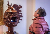 Chocolate egg art show 'Bel'Oeuf' is on display in Brussels