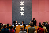 Press conference following the violence targeting fans of an Israeli soccer team, in Amsterdam