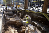 Obras en la Rambla de Barcelona dejan al descubierto muros del antiguo Estudio General