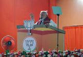 India's Prime Minister Narendra Modi attends an election campaign in Bengaluru