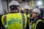 French Sports Minister Amelie Oudea-Castera inaugurates a water treatment site on the Marne River