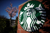 FILE PHOTO: A Starbucks logo on a store in Los Angeles