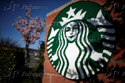 FILE PHOTO: A Starbucks logo on a store in Los Angeles