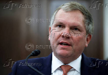 FILE PHOTO: Norfolk Southern Chief Executive Alan Shaw testifies before the Senate during a hearing about the East Palestine Derailment in Washington