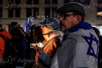 Vigil in Berlin to mark the anniversary of Hamas-led 07 October attack on Israel