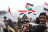 Rally in Sanaa in support of Palestinians and Lebanon's Hezbollah