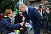 Ireland's Tanaiste Micheal Martin holds an election campaign