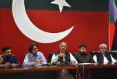 PTI party secretary general Omar Ayub holds press conference in Islamabad