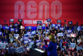 Democratic presidential nominee U.S. Vice President Kamala Harris holds a campaign rally in Reno