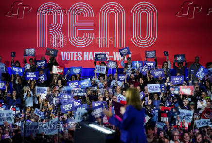 Democratic presidential nominee U.S. Vice President Kamala Harris holds a campaign rally in Reno