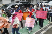 People rally on Human Rights Day in Jakarta