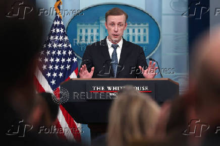 National Security Advisor Jake Sullivan speaks at a press briefing at the White House in Washington