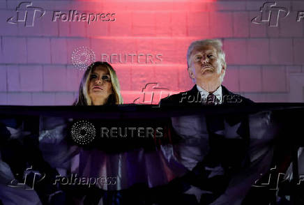 U.S. President-elect Donald Trump views fireworks at Trump National Golf Club Washington DC in Sterling