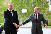 German Chancellor Scholz and Azerbaijan's President Aliyev hold a press conference at the Chancellery in Berlin