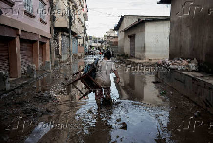 Aftermath of flood along the bank of the Bagmati River following heavy rains in Kathmandu