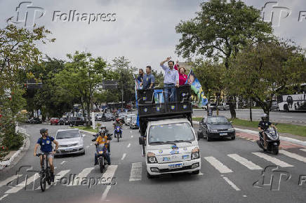 O prefeito e candidato Ricardo Nunes (MDB), faz carreata em SP