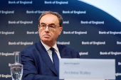 Governor of the Bank of England Bailey attends the biannual Financial Stability Report press conference, in London