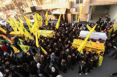 Funeral of Hezbollah fighters who were killed during hostilities with Israeli forces, in Maarakeh