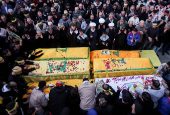 Funeral of Hezbollah fighters who were killed during hostilities with Israeli forces, in Maarakeh