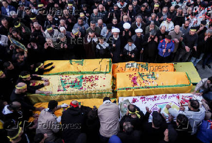 Funeral of Hezbollah fighters who were killed during hostilities with Israeli forces, in Maarakeh