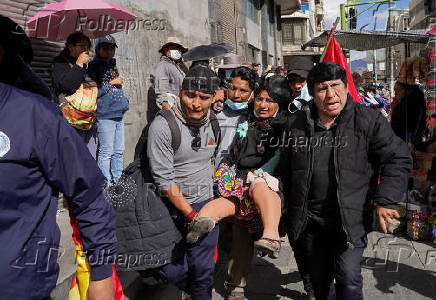 People protest against food shortages and rising prices in the food basket, in La Paz