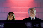 U.S. President-elect Donald Trump views fireworks at Trump National Golf Club Washington DC in Sterling