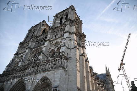 French President Macron visits Notre-Dame in Paris