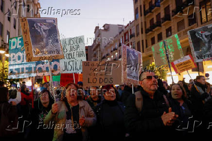 Protesters in Valencia call for regional leader Mazon to resign, in Valencia