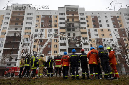 Aftermath of a Russian drone attack in Kyiv region