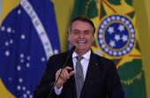 O presidente Jair Bolsonaro em cerimnia em Braslia