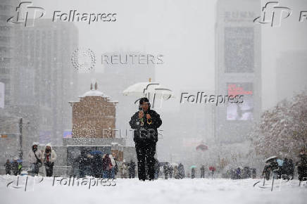 Heavy snow fall in Seoul