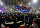 Georgian opposition supporters protest against government's EU application delay