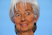 ECB President Christine Lagarde addresses the media in Frankfurt