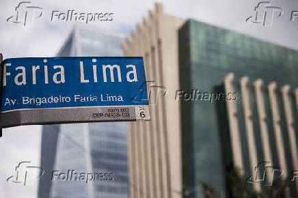 Placa de endereo da avenida Brigadeiro Faria Lima