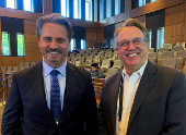 FILE PHOTO: St. Louis Federal Reserve Bank President Alberto Musalem meets with New York Fed President John Williams on the sidelines of a monetary policy conference at Stanford University's Hoover Institution in Palo Alto