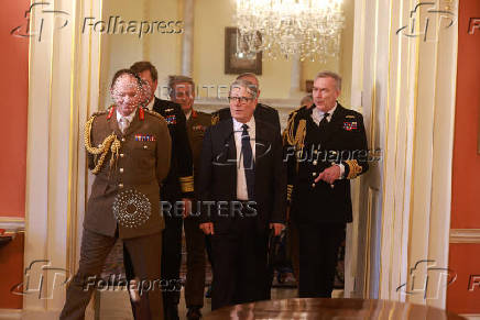 Keir Starmer British Prime Minister meets defence chiefs in Downing Street