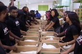 Boxes of supplies are distributed to the poor in Lagos