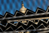 Security fencing encircles the U.S. Capitol building in Washington