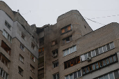 Aftermath of a Russian drone strike in Kyiv