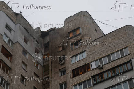 Aftermath of a Russian drone strike in Kyiv